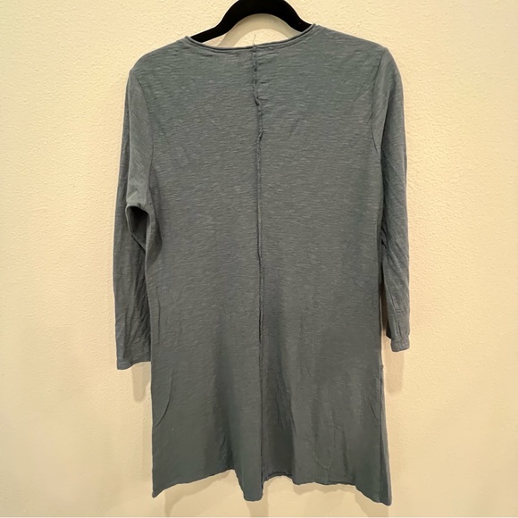 Cut Loose M Long Sleeve A-Line Blue Tunic Cotton Linen Blend Lagenlook Bohemian - Picture 6 of 9